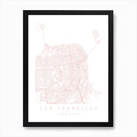 San Francisco California Light Pink Minimal Street Map Art Print