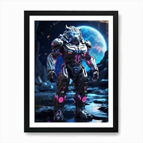 White Tiger In Cyborg Body #2 Art Print