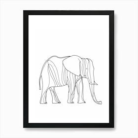 Elephant Line Drawing animal lines art Art Print