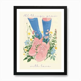 All Things Grow With Love Spring Pink Sneakers And Flowers 9 Art Print