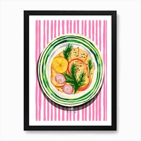 A Plate Of Salad 3 Top View Food Illustration 3 Art Print