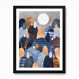 Little Land Of Pebbles - Blue Art Print