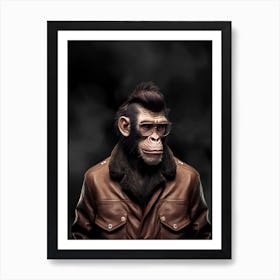 Cute Monkey Wearing Jacket Art Print