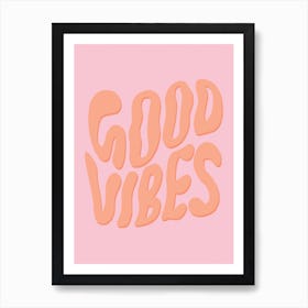 Retro Good Vibes Apricot Orange Art Print