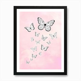 Cute Pink Butterflies for girls Art Print