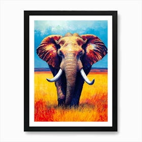 Elephant In The Grass Art Print