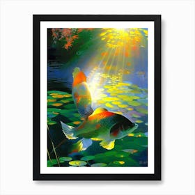 Matsuba Koi 1, Fish Monet Style Classic Painting Art Print