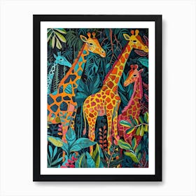 Geometric Giraffe In The Leaves 4 Art Print