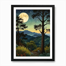 William Morris Rose Moonlight In The Mountains 1 Art Print