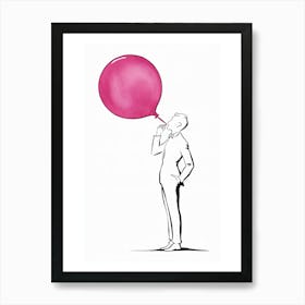 Man Blowing A Balloon Art Print