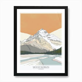 Mount Robson Canada Color Line Drawing 3 Poster Affiche