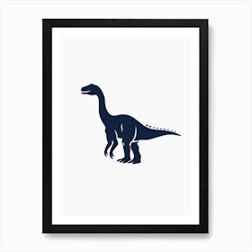 Navy Blue Dinosaur Silhouette 1 Art Print