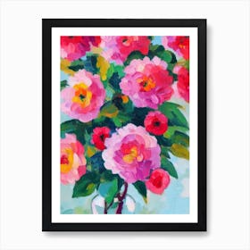 Camellia Floral Abstract Block Colour Flower Art Print