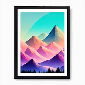 Pastel Abstract Mountain Landscape Art Print