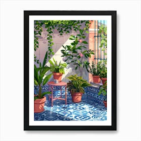 Garden With Potted Plants Art Print