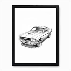 Ford Mustang Line Drawing 6 Art Print