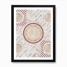 Geometric Glyph in Festive Gold Silver and Red n.0026 Art Print