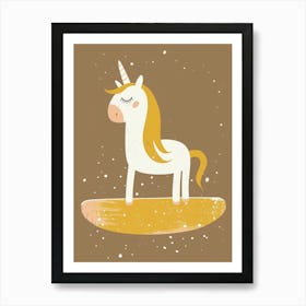 Unicorn On A Surfboard Muted Pastels 2 Art Print