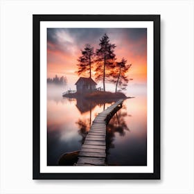 sunset on the lake 1 Art Print