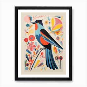 Colourful Scandi Bird Swallow 2 Art Print