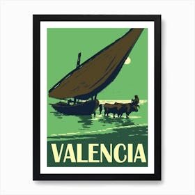 Valencia, Spain, Fishing Boat and Oxen Power Art Print