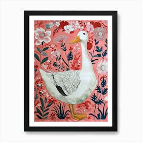 Floral Animal Painting Duck 3 Art Print