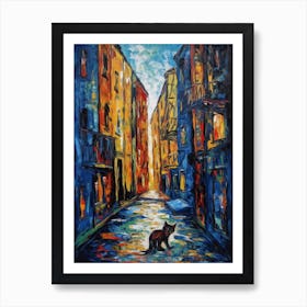 Painting Of New York With A Cat In The Style Of Expressionism 4 Art Print