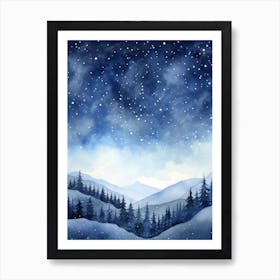 Winter Landscape Watercolor Painting 6 Art Print