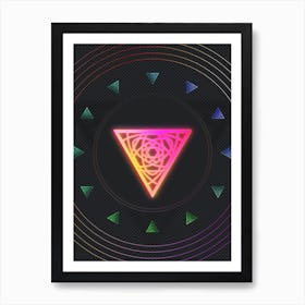 Neon Geometric Glyph in Pink and Yellow Circle Array on Black n.0279 Art Print