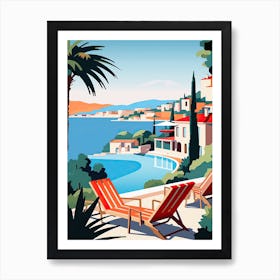 French Riviera, France, Bold Outlines 2 Art Print