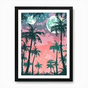 Palm Trees In The Night Sky Art Print