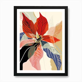 Colourful Flower Illustration Poinsettia 4 Art Print