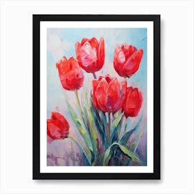 Tulip Flowers Red Color Valentine's Gift Art Print