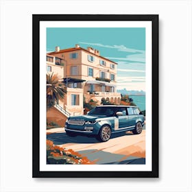 A Range Rover In The French Riviera Car Illustration 2 Art Print
