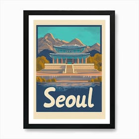 Aihrgdesign A Vintage Travel Poster Of Seoul Featuring The Ic Bcfb9c3f 37b2 4434 9705 371be714aef6 3 Art Print