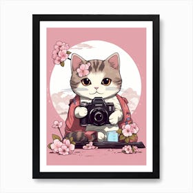 Kawaii Cat Drawings Photographer 2 Art Print