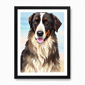 Flat Coated Retriever Watercolour Dog Art Print