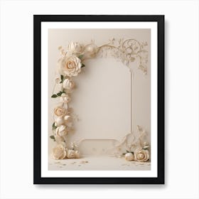 Frame With Roses Art Print