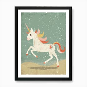 Pastel Unicorn Blue Background 4 Art Print