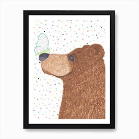 Bear And Butterfly Art Print