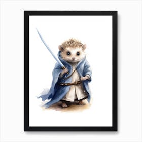 Baby Hedgehog As A Jedi Watercolour 3 Art Print