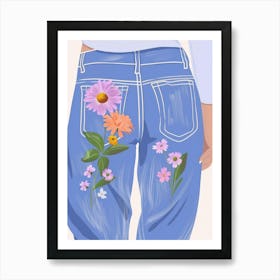 Blooms In Denim Art Print