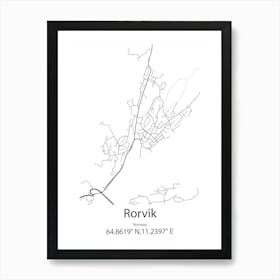 Rorvik,Norway Minimalist Map Art Print