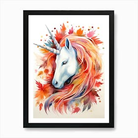 Unicorn Watercolour In Autumn Colours 0 Poster