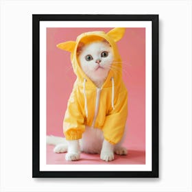 Cute Cat In Hoodie Art Print