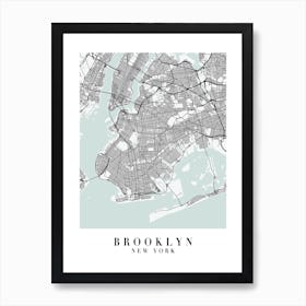 Brooklyn New York Street Map Minimal Color Art Print