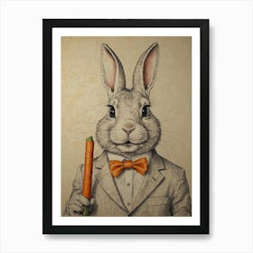 Rabbit Holding Carrot Art Print