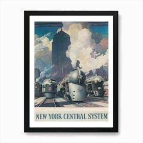 New York Trains Central System Vintage Poster Art Print
