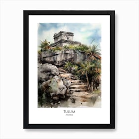 Tulum Mexico Watercolour Travel Poster 2 Art Print
