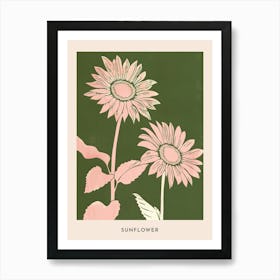 Pink & Green Sunflower 3 Flower Poster Art Print